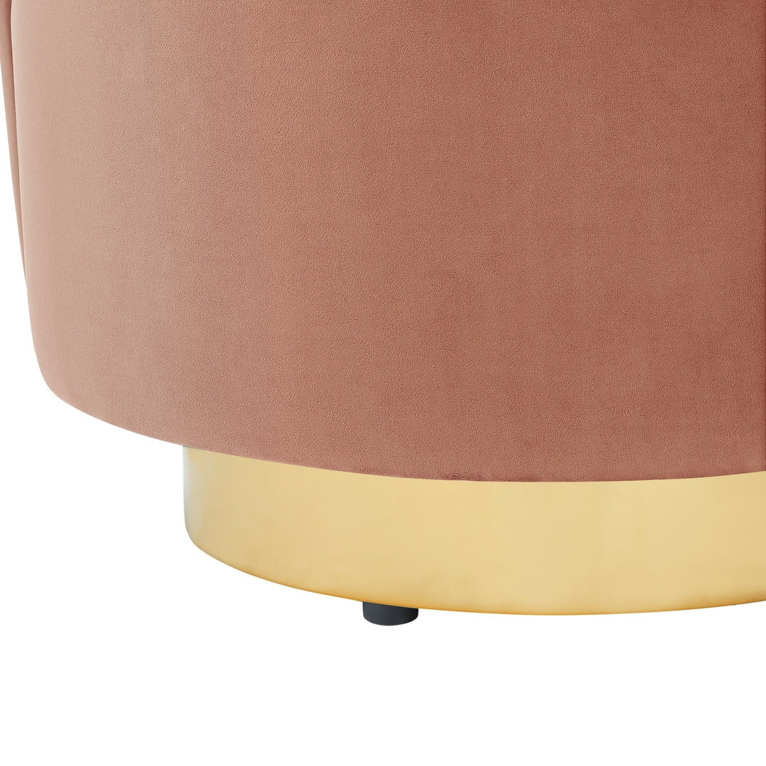 Nicole Miller Flynn Velvet Swivel Accent Chair-Channel Tufted Back-Gold or Chrome Base Image 8