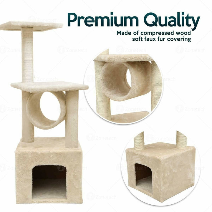 Zone Tech Cat Kitten Condo Tree Play House Tower Furniture Plush Scratch Post Image 2