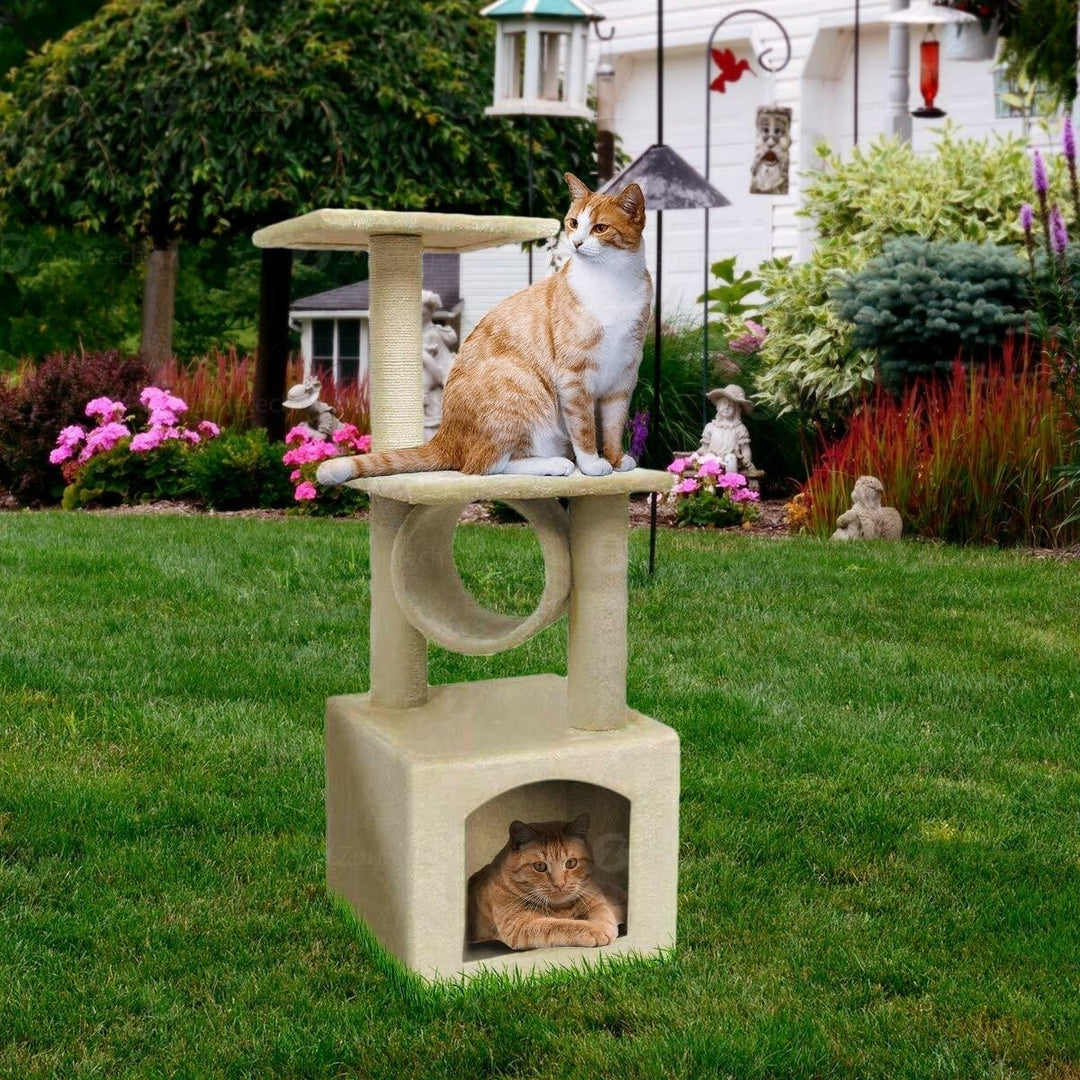 Zone Tech Cat Kitten Condo Tree Play House Tower Furniture Plush Scratch Post Image 6