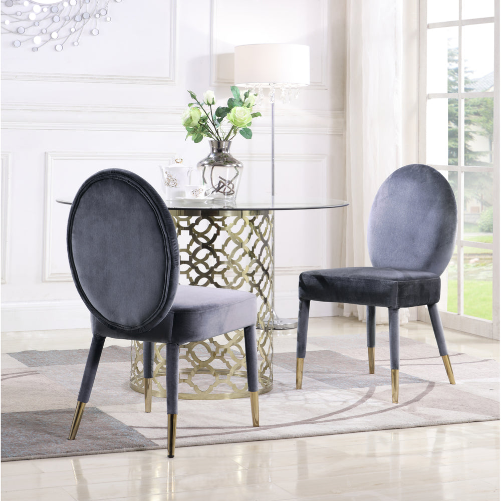 Lambrett Dining Chair Velvet Upholstered Oval Back Armless Design, Set of 2 Image 2