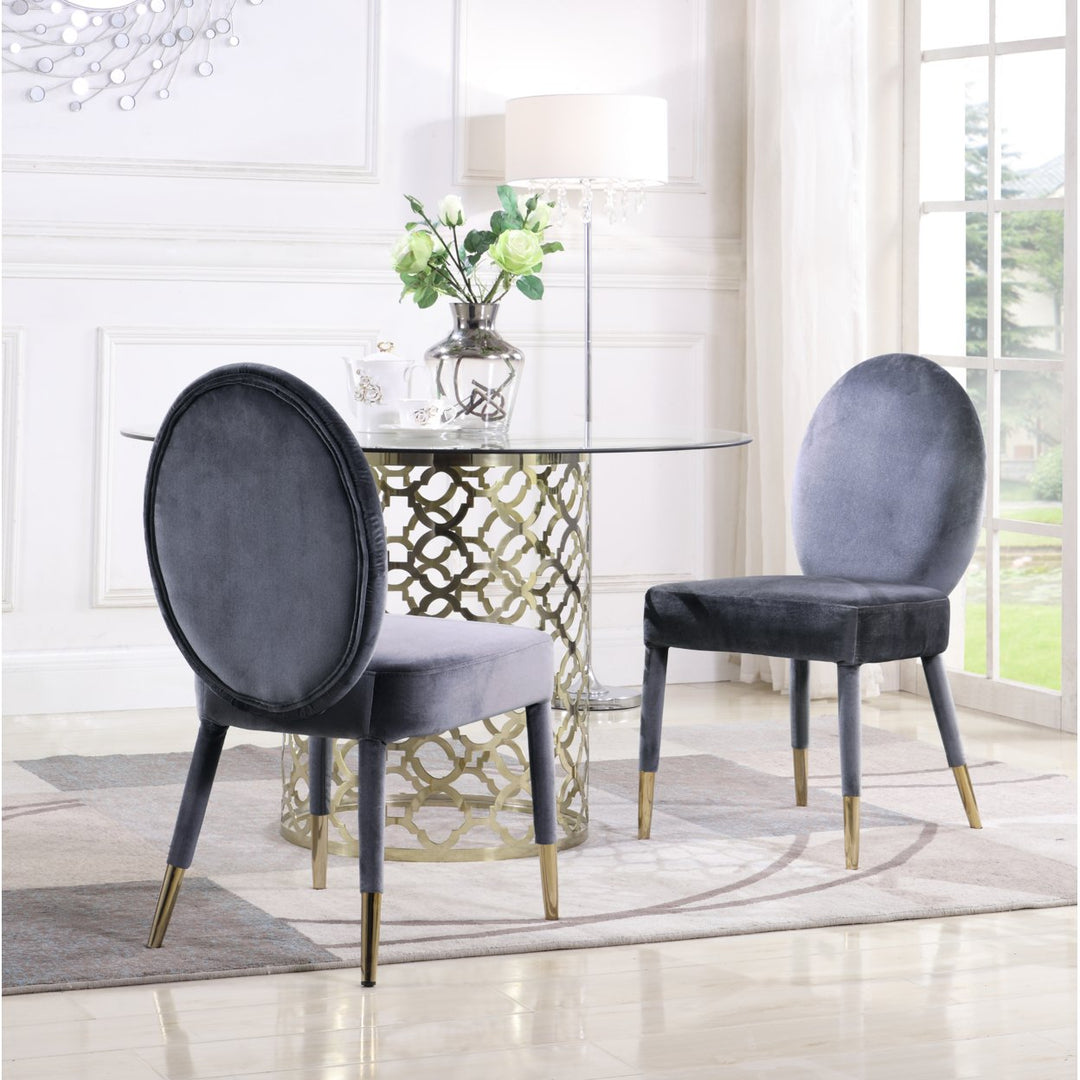 Lambrett Dining Chair Velvet Upholstered Oval Back Armless Design, Set of 2 Image 1