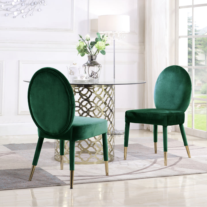 Lambrett Dining Chair Velvet Upholstered Oval Back Armless Design, Set of 2 Image 4
