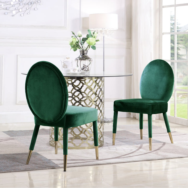 Lambrett Dining Chair Velvet Upholstered Oval Back Armless Design, Set of 2 Image 1