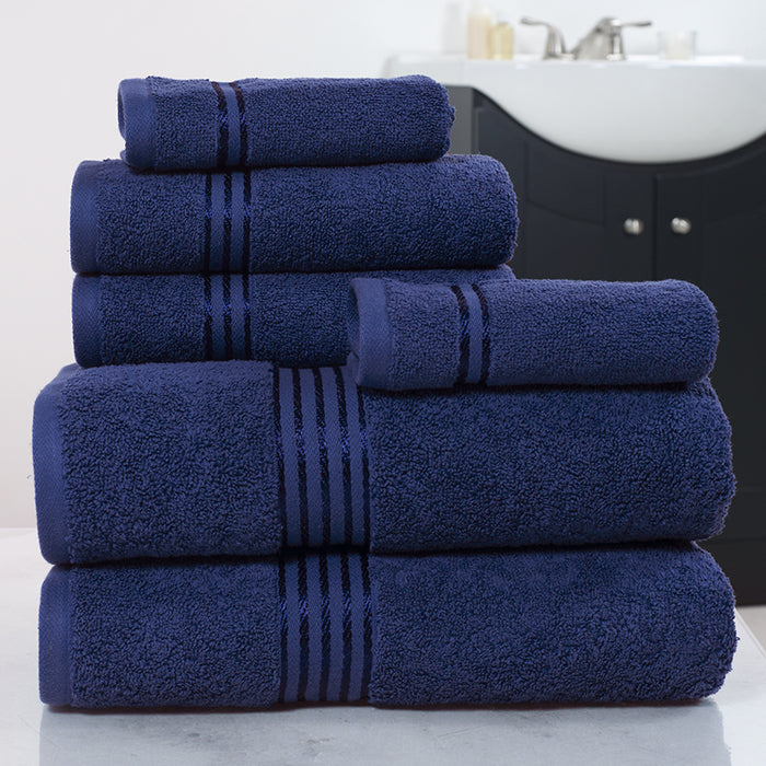 Lavish Home 100% Cotton Navy 6-Piece Towel Set Bath Hand Washcloths Soft Absorbent Image 2