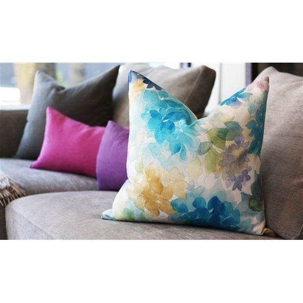 Pillow Decor May Flower Blue Throw Pillow 20x20 Cotton Floral Design Image 4