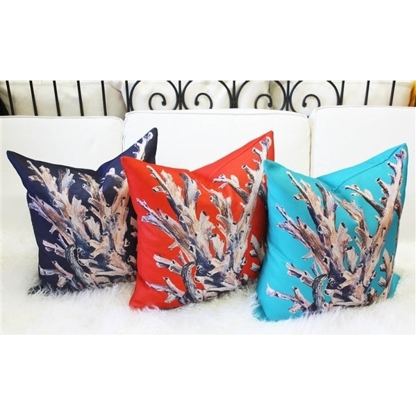 Pillow Decor - Ocean Reef Coral on Turquoise Throw Pillow 20x20 Image 4
