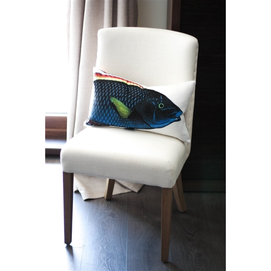 Pillow Decor Blue Wrasse Fish Pillow 12x19 Indoor Outdoor Decorative Polyester Image 4