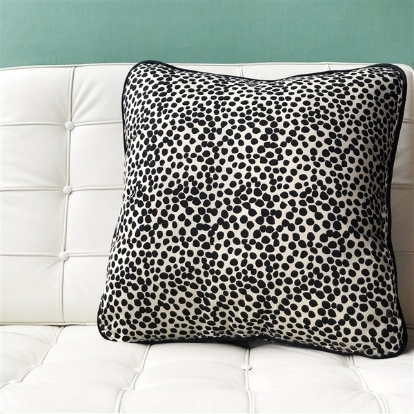 Pillow Decor Deer Print Cotton Throw Pillow 22x22 Black Off-White Piping Image 3