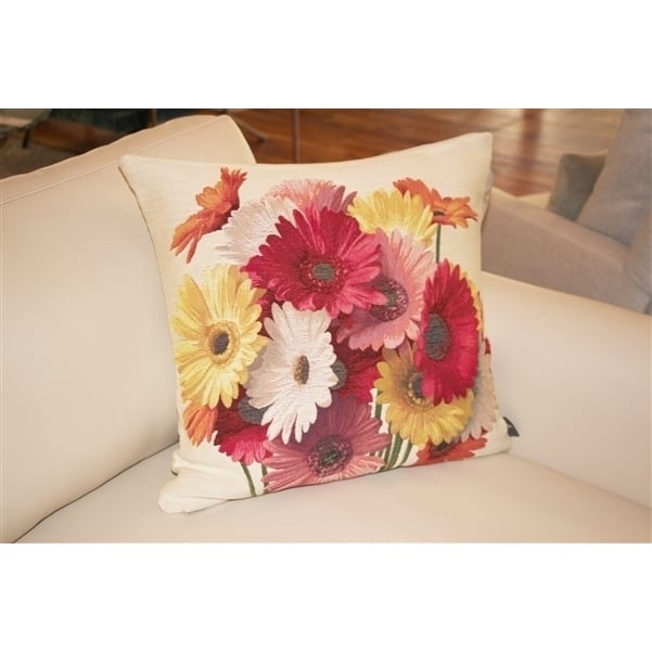 Pillow Decor Gerbera Floral Tapestry Throw Pillow 19x19 Cotton Canvas Cover Image 4