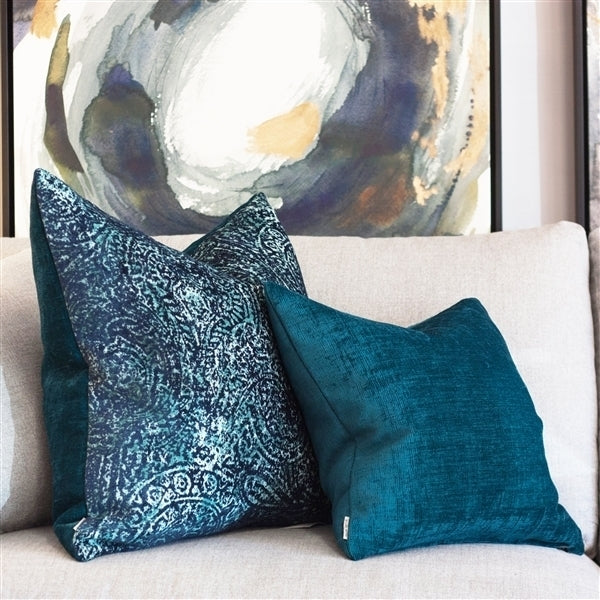 Pillow Decor Visconti Teal Blue Chenille Throw Pillow 17x17 Soft Texture Image 4