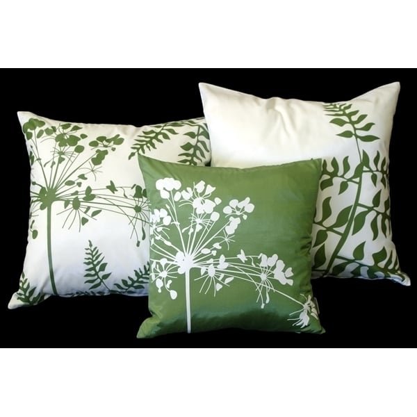 Pillow Decor 20x20 White Green Flower Ferns Decorative Pillow Soft Fabric Image 4