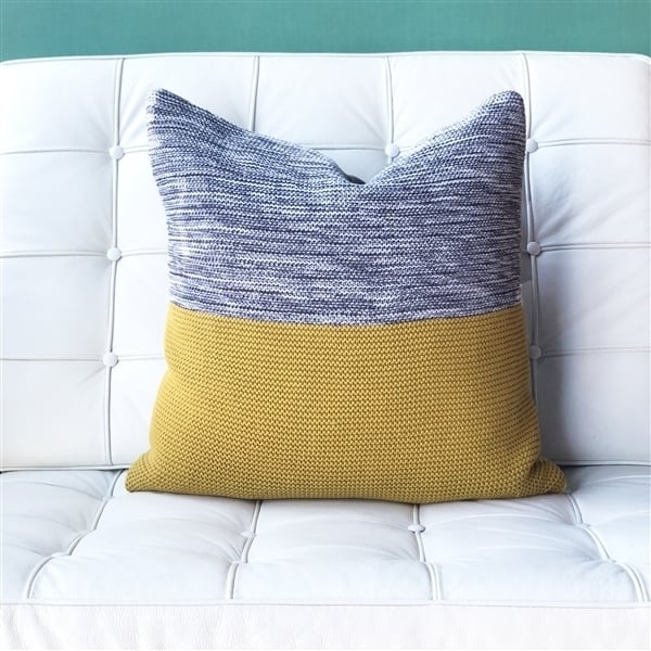 Pillow Decor Hygge Espen Yellow Knit Pillow 18x18 Soft Acrylic Insert Included Image 4