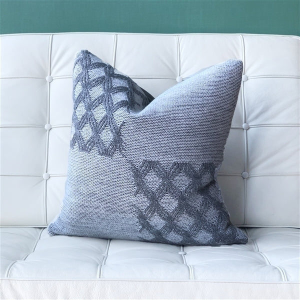 Pillow Decor Hygge Morning Gray Knit Pillow 18x18 Soft Acrylic Diamond Pattern Image 4