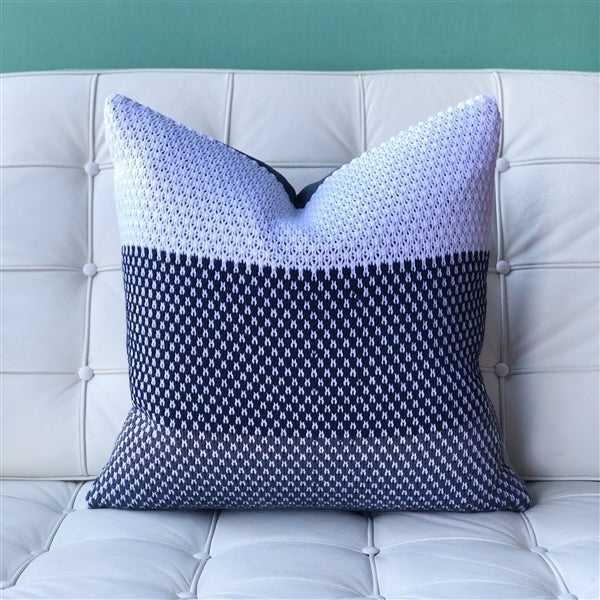 Pillow Decor - Hygge Tri-Stripe Blue Knit Pillow Image 4