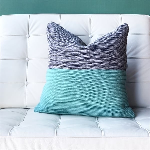 Pillow Decor Hygge Espen Celeste Green Knit Pillow 18x18 Acrylic with Zipper Image 4