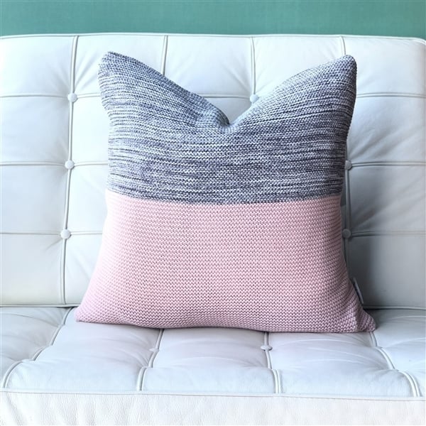 Pillow Decor Hygge Espen Pale Pink Knit Pillow 18x18 Acrylic Soft Decor Image 4