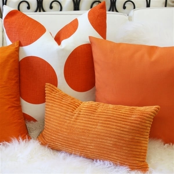 Pillow Decor Tuscany Linen Orange Circles Throw Pillow 22x22 Polka Dot Accent Image 4