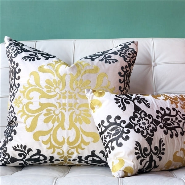 Pillow Decor Silk Decorative Throw Pillow 21x21 Sumatra Medallion Gold Gray Image 5