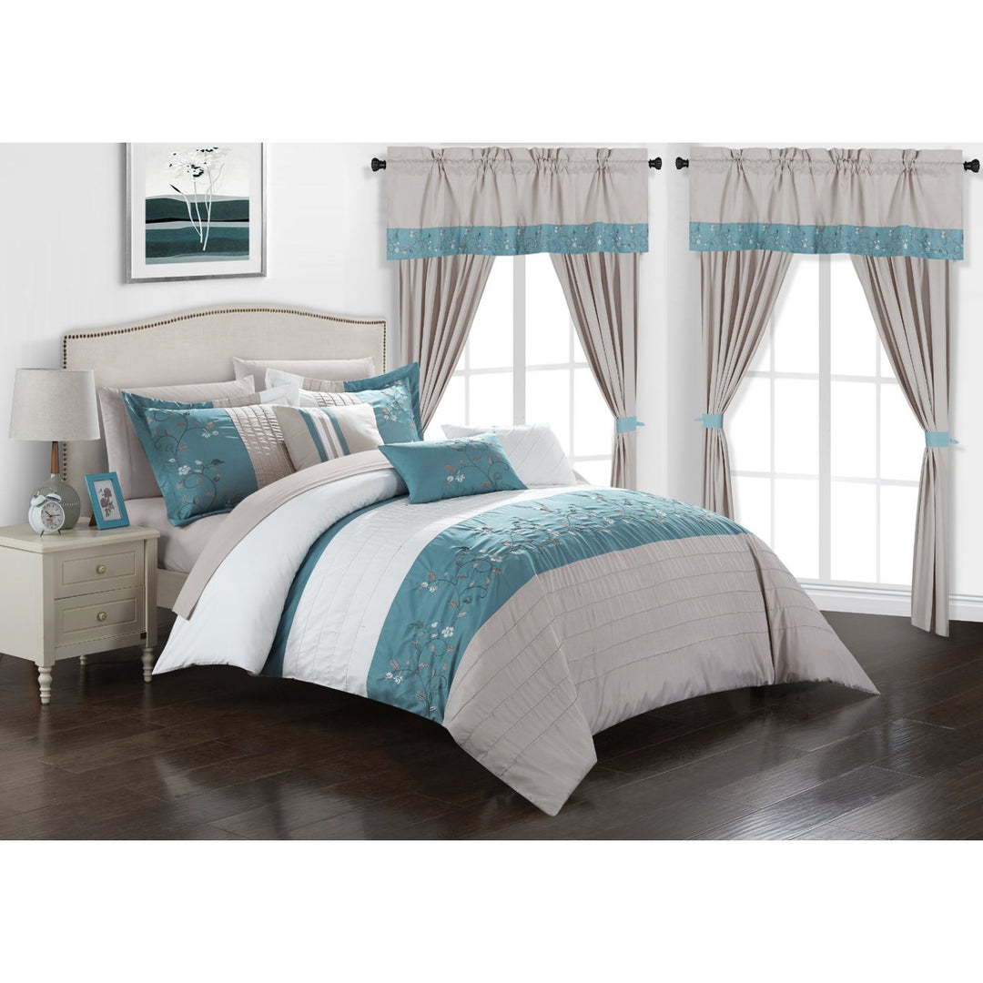 Sonita 20-Piece Bedding Set With Comforter, Sheets and Curtains, Mult. Colors Image 3