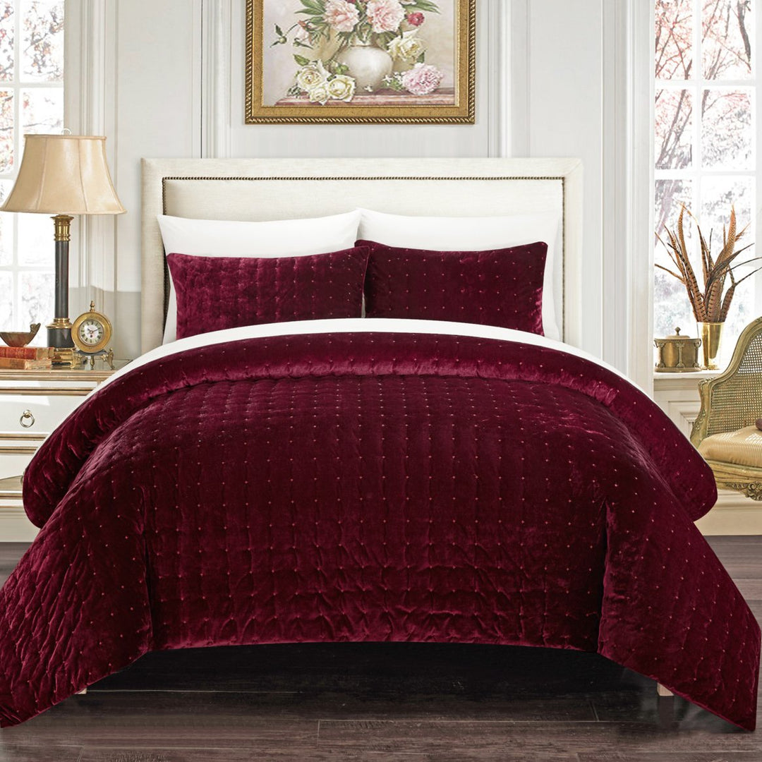 Chaya 7 Piece Comforter Set Luxurious Hand Stitched Velvet Bed in a Bag Bedding Image 2