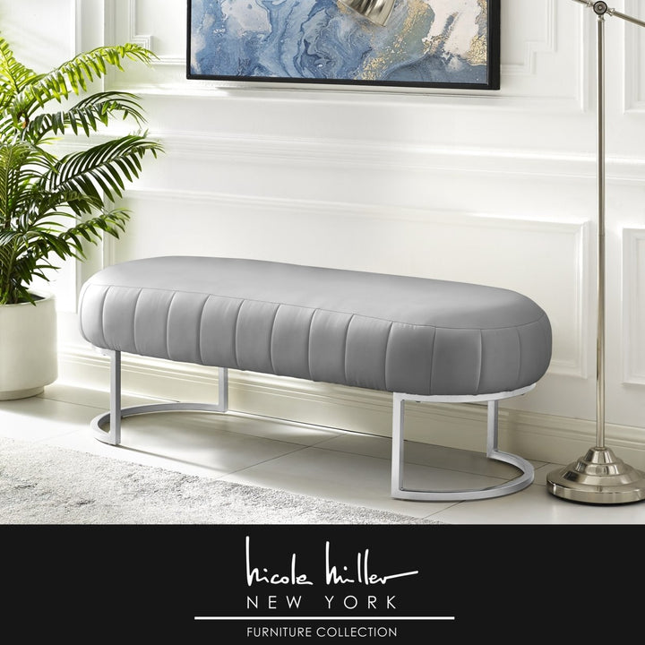 Anakin Bench-Upholstered-Side Channel Tufted-Matte Finish Metal Base Image 1