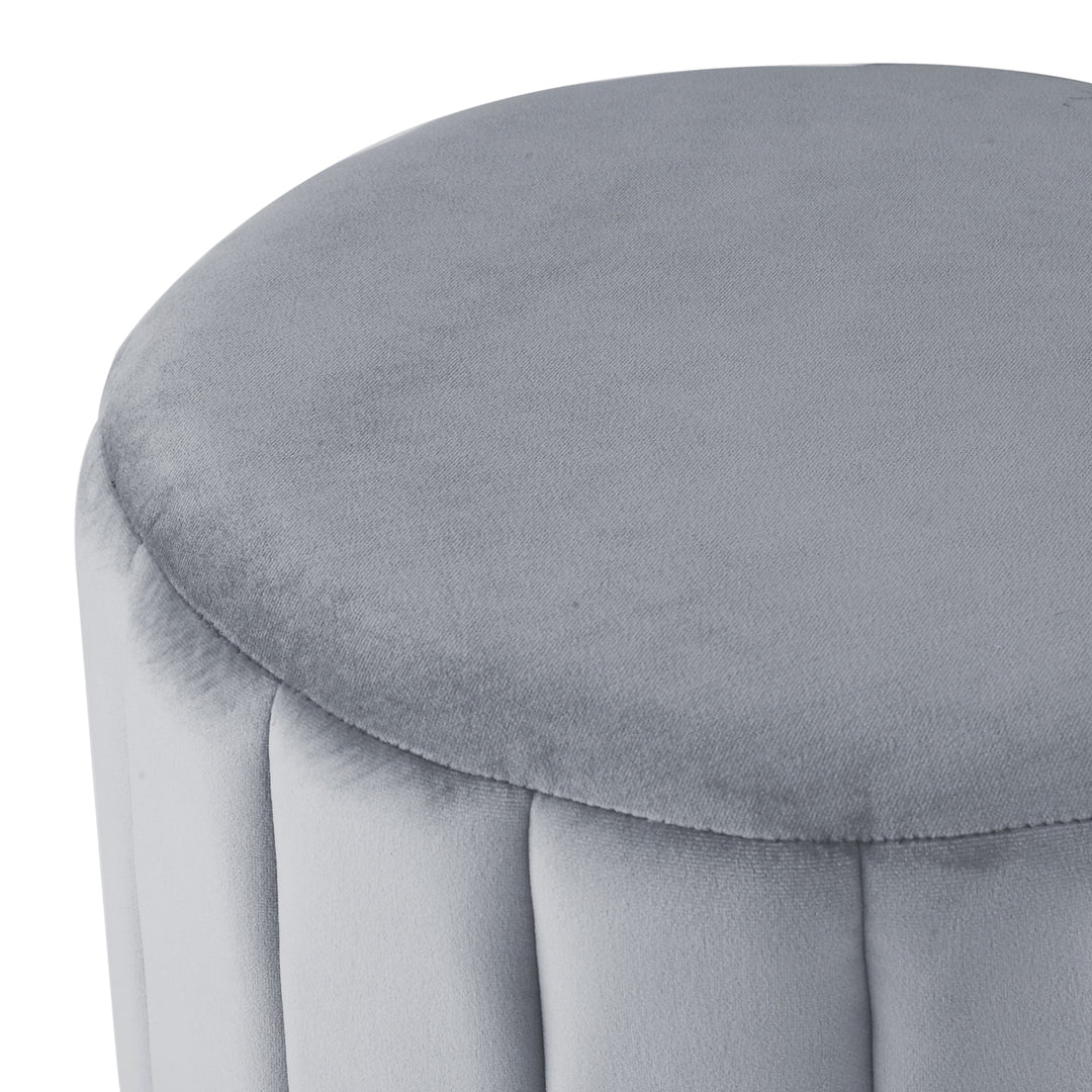 Anakin Ottoman-Upholstered-Channel Tufted-Matte Finish Metal Base Image 7