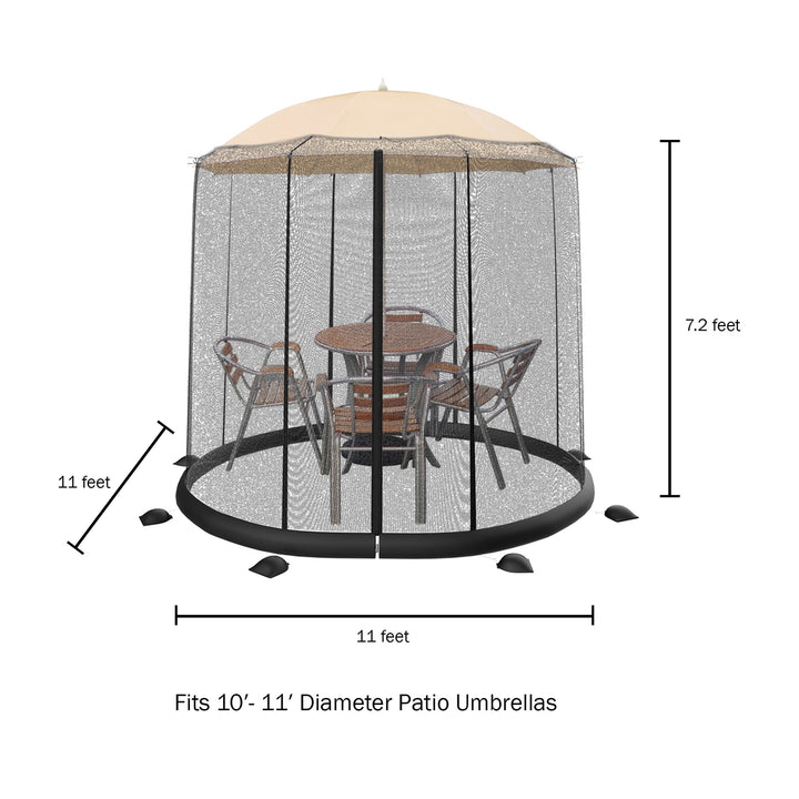 Patio Umbrella Cover Bug Mosquito Screen for 9, 10 or 11 Ft Umbrellas Zippered Weighted Netting Image 3