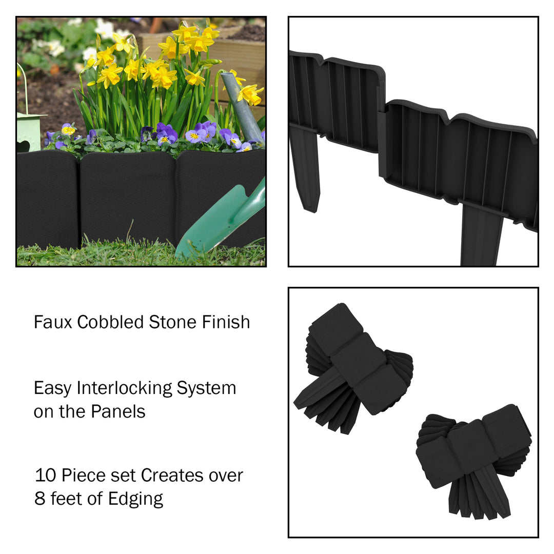 8 Feet Black Faux Stone Rock Look Flower Bed Border Garden Weatherproof Decorative Plastic Edging Image 2