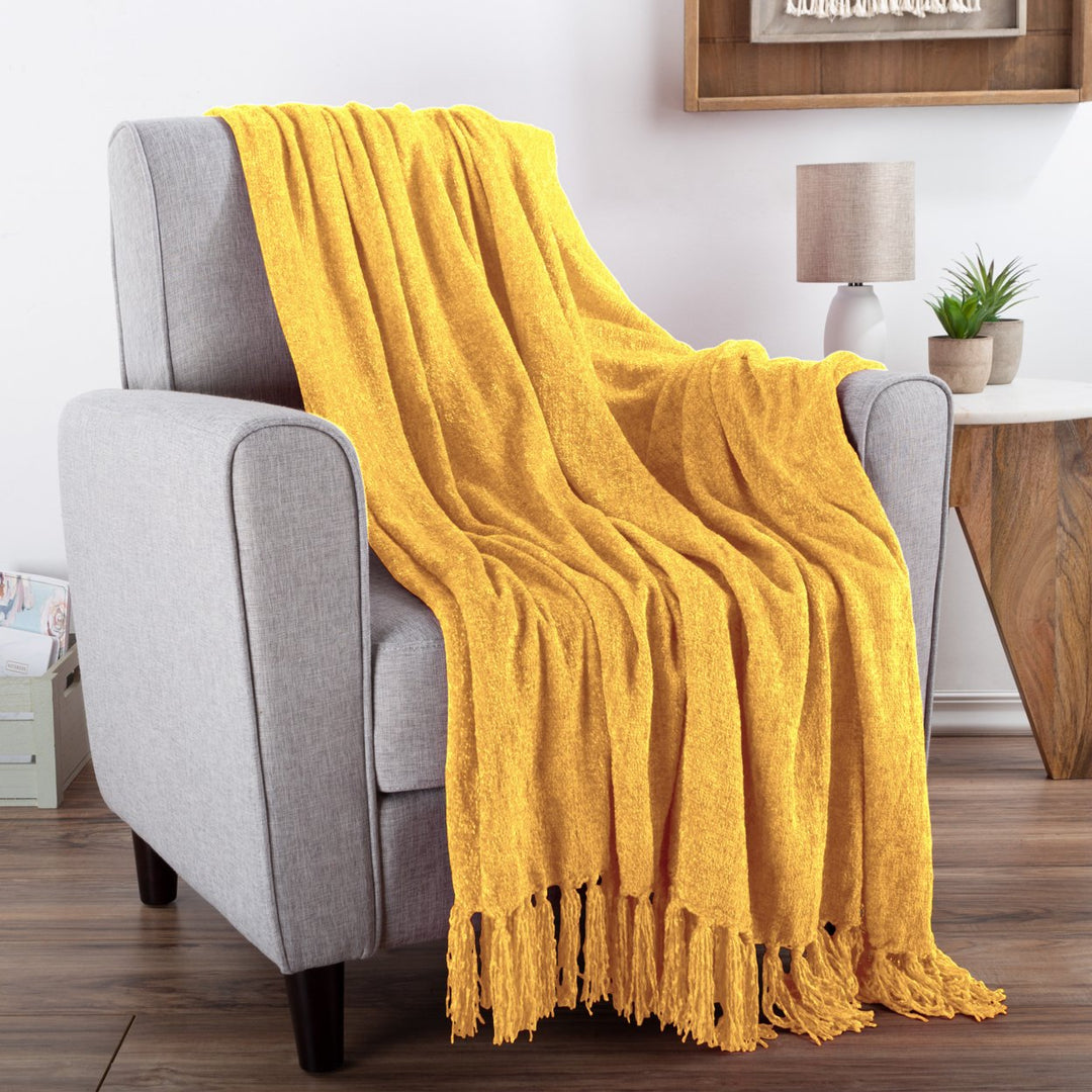 Chenille Throw Blanket- For Couch, Bed, Sofa and Chair-Oversized 60 x 70- Lightweight,Soft and Shiny Image 9