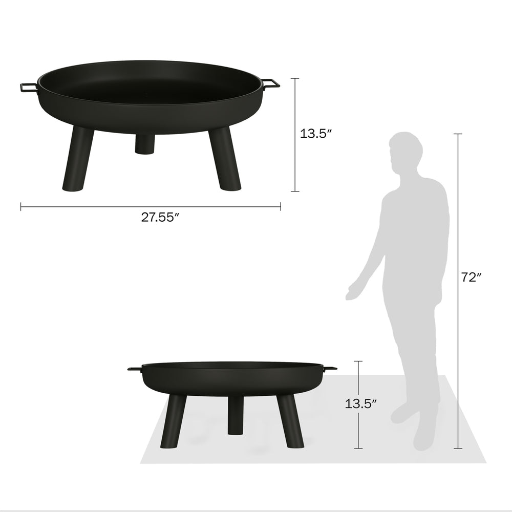 Outdoor Fire Pit- Raised Steel Bowl for Above Ground Wood Burning- Side Handles and Storage Cover- for Patios, Backyards Image 2