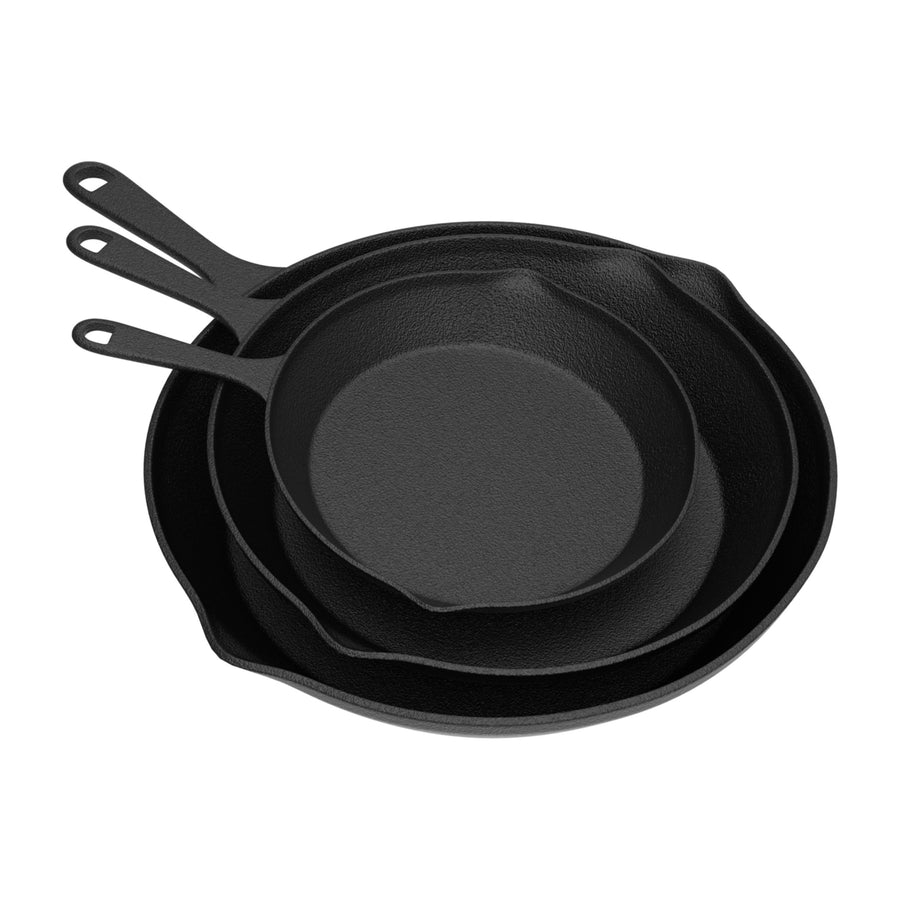Frying Pans-Set of 3 Matching Cast Iron Pre-Seasoned Nonstick Skillets 6, 8, 10 Inch Cook Eggs, Meat and More Image 1