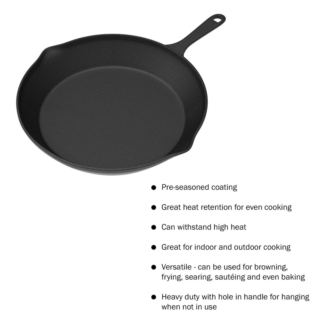 Frying Pans-Set of 3 Matching Cast Iron Pre-Seasoned Nonstick Skillets 6, 8, 10 Inch Cook Eggs, Meat and More Image 3