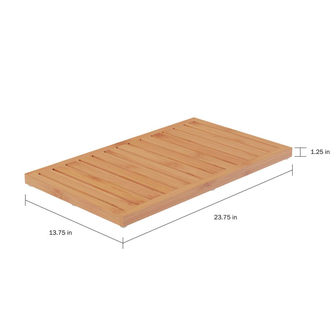Bamboo Bath Mat Eco-Friendly Natural Wooden Non-Slip Slatted Design Mat for Indoor and Outdoor Bathtub, Shower, Sauna, Image 3