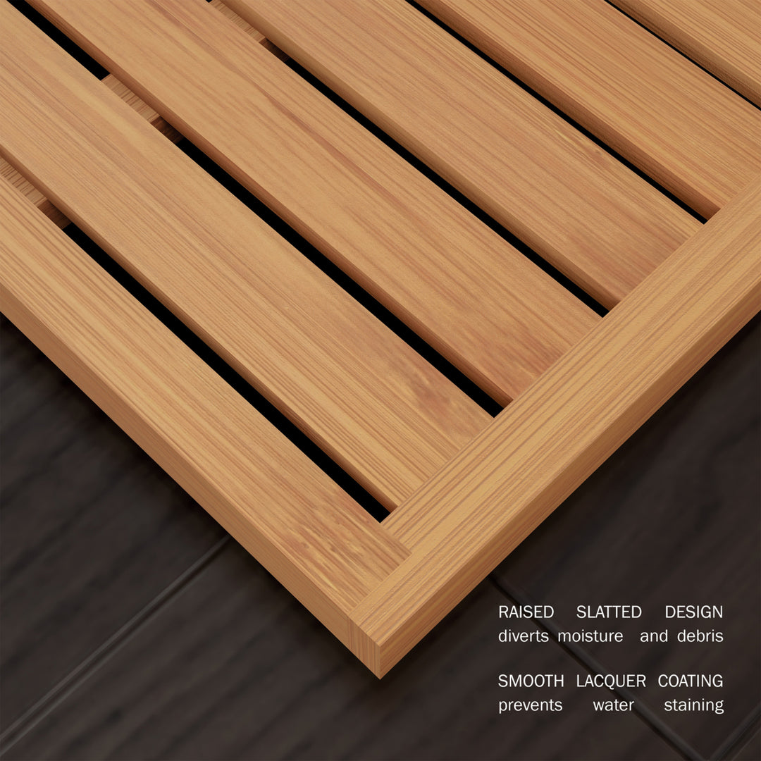 Bamboo Bath Mat Eco-Friendly Natural Wooden Non-Slip Slatted Design Mat for Indoor and Outdoor Bathtub, Shower, Sauna, Image 4