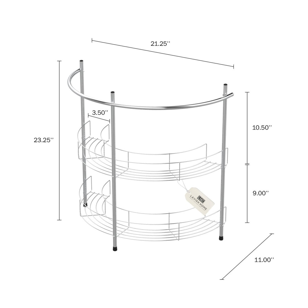 Pedestal Sink Organizer Compact Under Sink Rack 2 Shelves Towel Holder Chrome Image 2