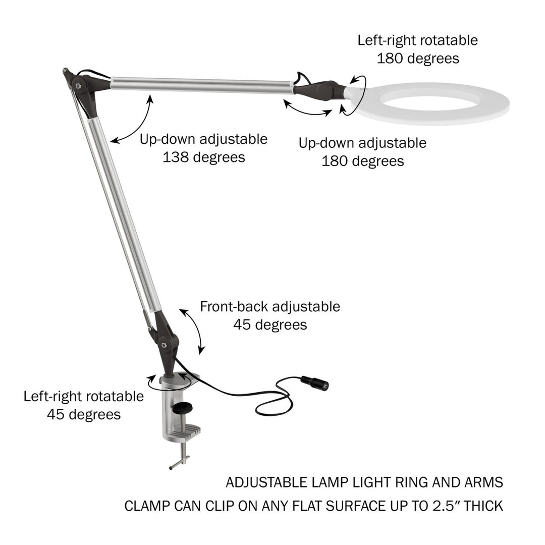 LED Swing Arm Task Lamp with Clamp Stepless Dimming High CRI 95 Eye Friendly Light Image 4