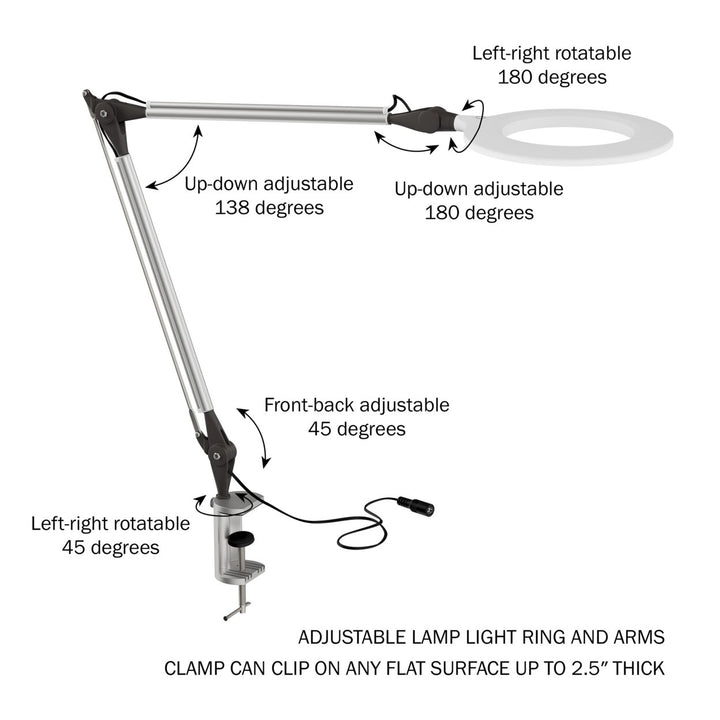 LED Swing Arm Task Lamp with Clamp Stepless Dimming High CRI 95 Eye Friendly Light Image 4