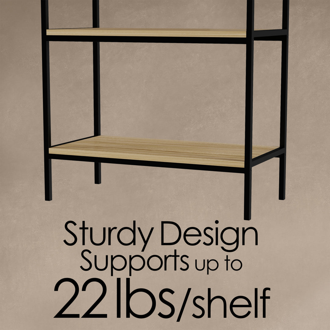 5-Tier Bookshelf-Open Industrial Style Etagere Shelving Unit for Rustic Decoration, Storage and Display Image 3
