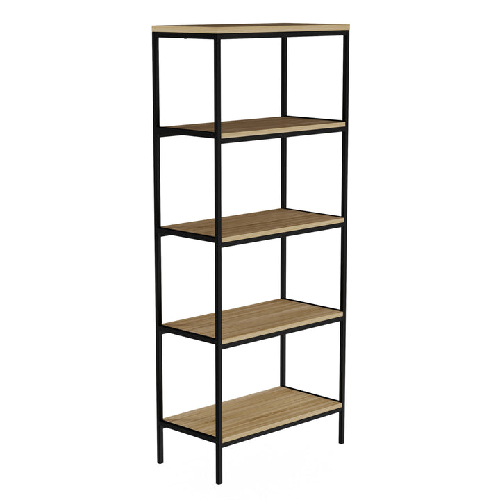 5-Tier Bookshelf-Open Industrial Style Etagere Shelving Unit for Rustic Decoration, Storage and Display Image 7