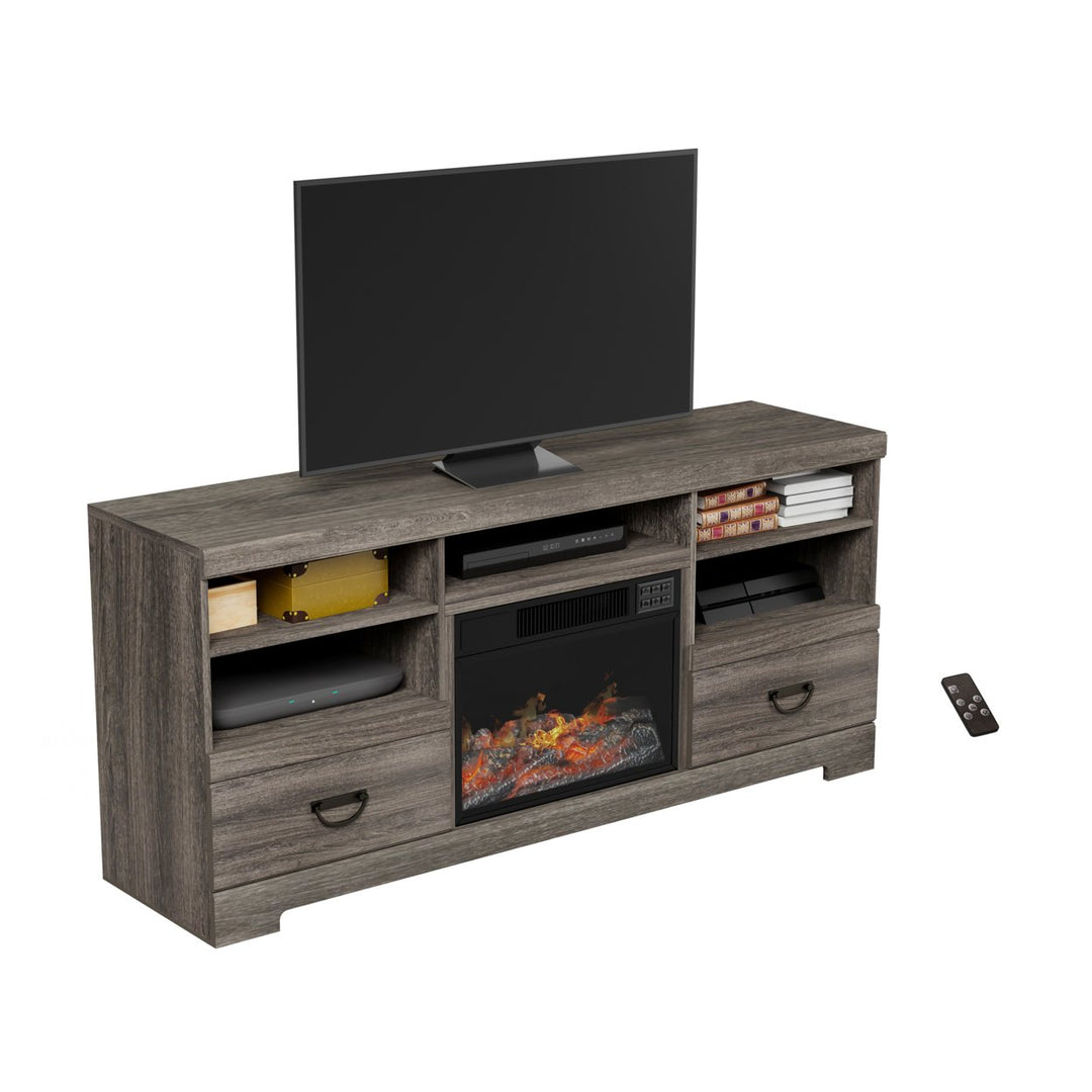 Electric Fireplace TV Console Media Shelves Two Drawers,Remote Control, LED Flames, Adjustable Heat and Light Image 7