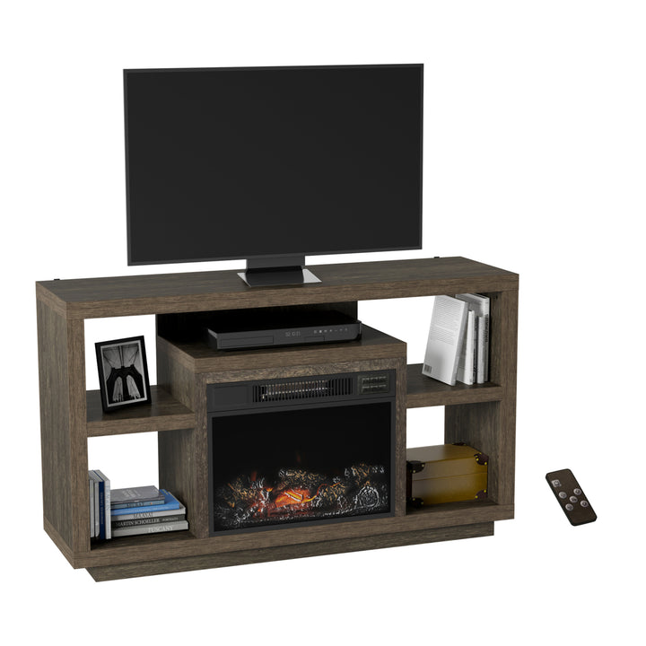 Electric Fireplace TV Stand Console, Media Shelves, Remote Control, LED Flames, Adjustable Heat and Light Image 7