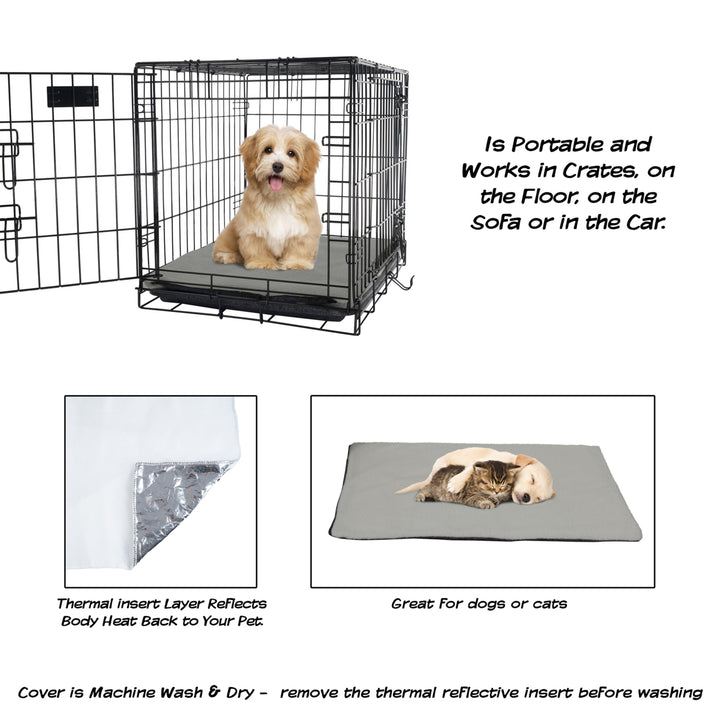 Self Warming Pet Crate Pad 36x24 Thermal Bed Liner for Dogs Cats Polyester Sherpa Image 3