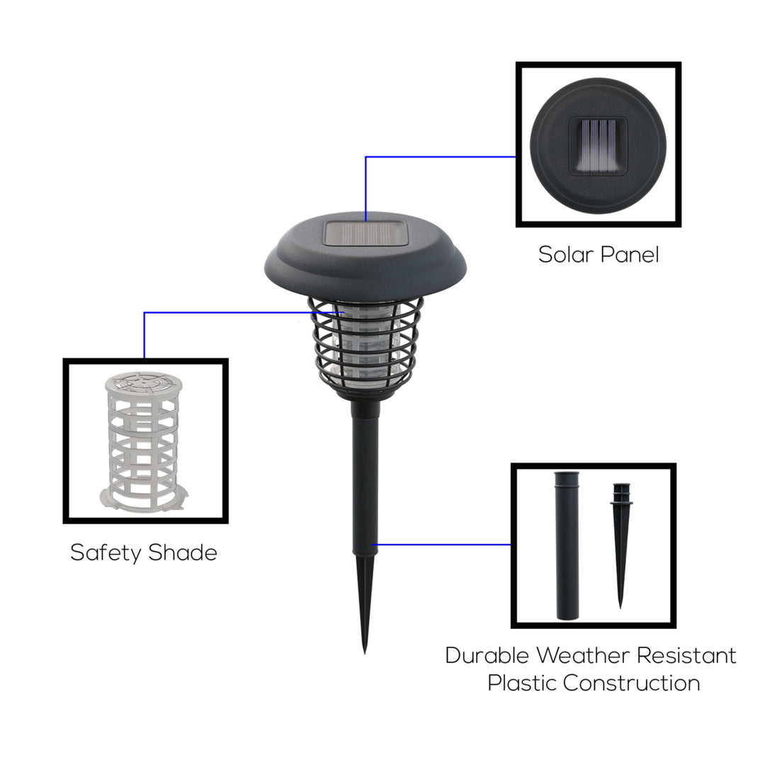 Solar Powered Light, Mosquito and Insect Bug Zapper-LED/UV Radiation Outdoor Stake Landscape Pathway Image 3