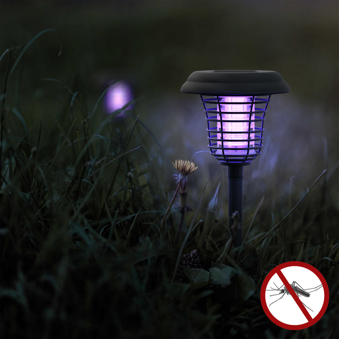 Solar Powered Light, Mosquito and Insect Bug Zapper-LED/UV Radiation Outdoor Stake Landscape Pathway Image 6