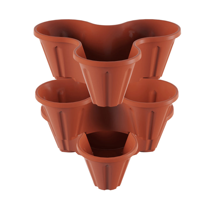 Stackable Flower Pot Tower Set of 3 Vertical Plastic Planters Indoor Outdoor Image 6