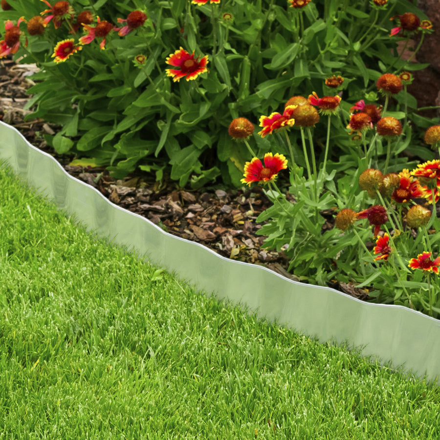 Galvanized Steel Lawn Edging Landscape, Plant and Garden Border 6.25 inches x 16 feet L by Pure Garden For Flowerbeds, Image 1