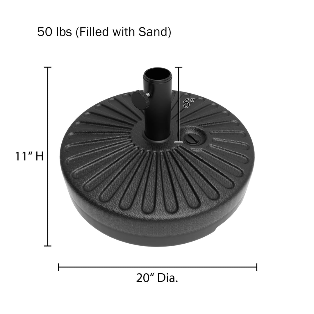 Patio Umbrella Base Round Weighted Holder Black 20x20 inches Fill with Sand Image 2