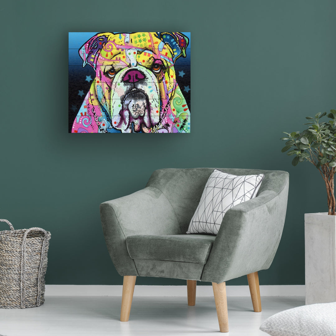 Wooden Slat Art 18 x 22 Inches Titled The Bulldog Ready to Hang  Picture Image 1