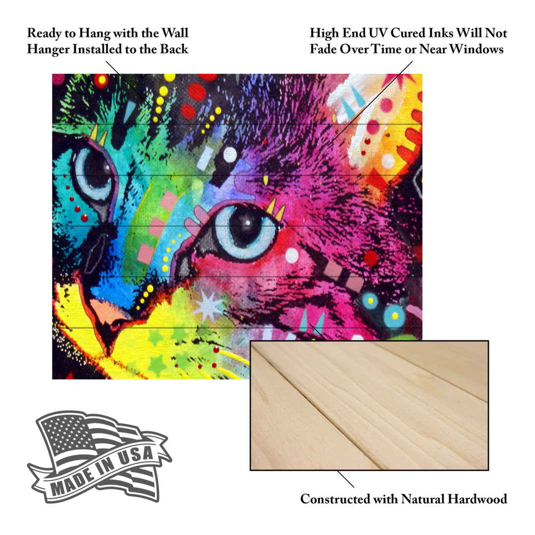 Wooden Slat Art 18 x 22 Inches Titled Thinking Cat Crowned Ready to Hang  Picture Image 5
