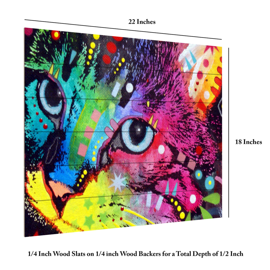 Wooden Slat Art 18 x 22 Inches Titled Thinking Cat Crowned Ready to Hang  Picture Image 6
